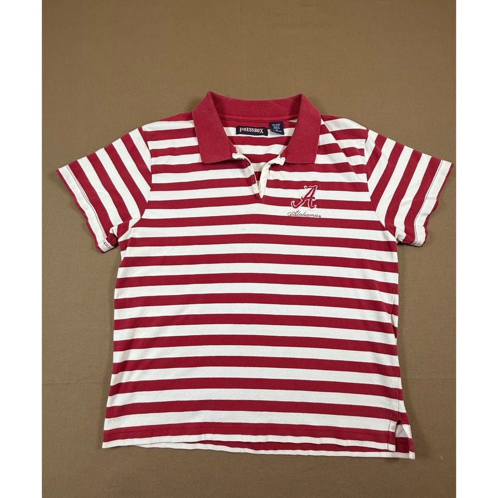 Vintage Pressbox Alabama Crimson Tide Polo Shirt Striped NCAA College Medium